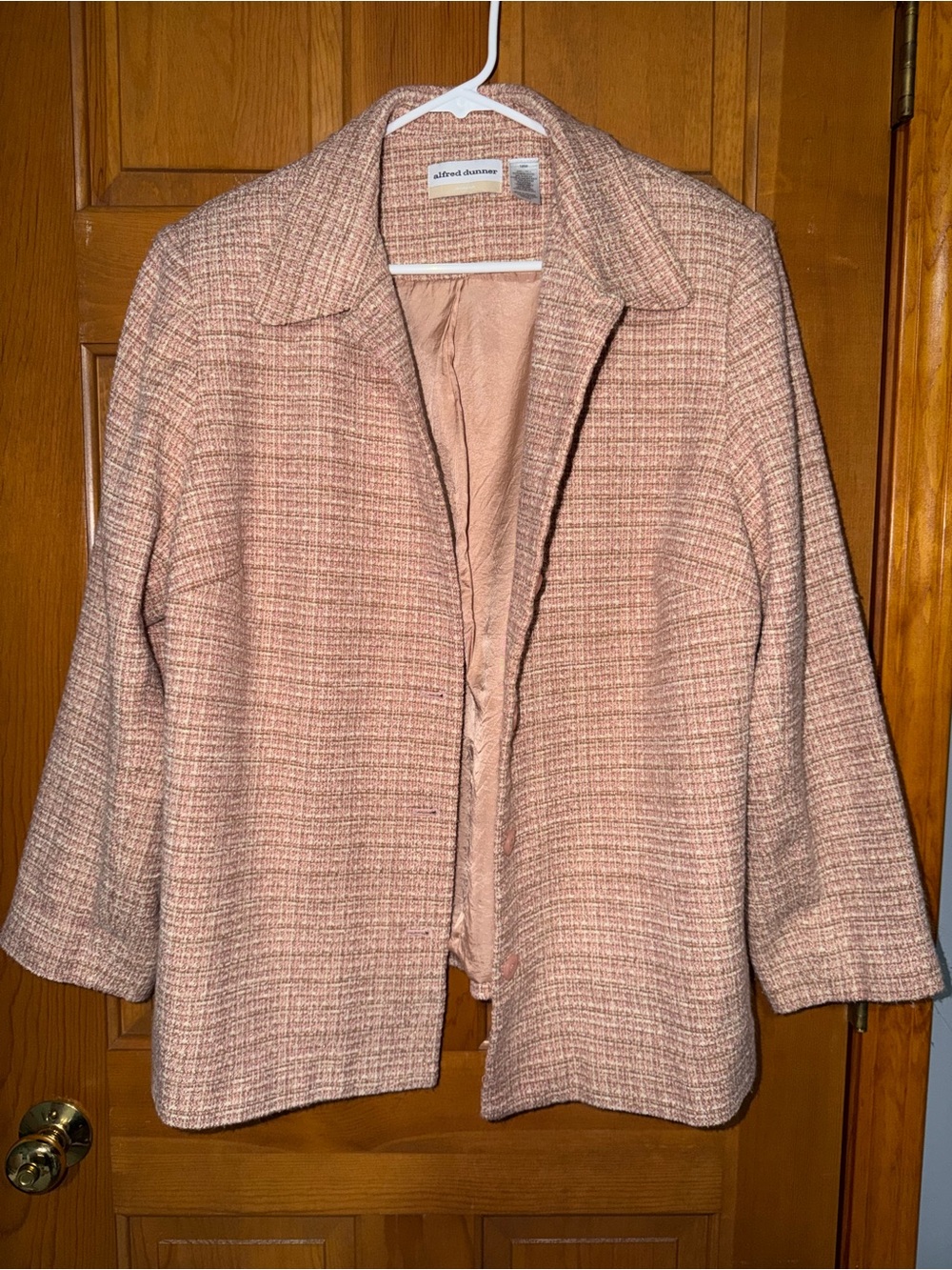 Alfred Dunner Blush Pink Tweed Open-Front Jacket